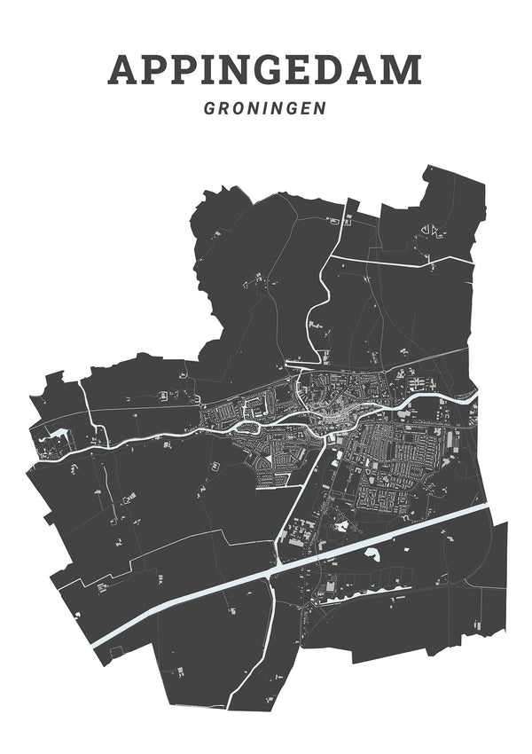 Kaart van de gemeente Appingedam op poster, dibond, acrylglas en meer
