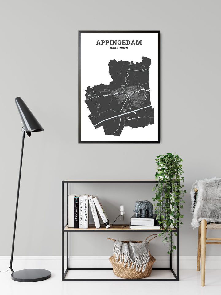 Kaart van de gemeente Appingedam op poster, dibond, acrylglas en meer