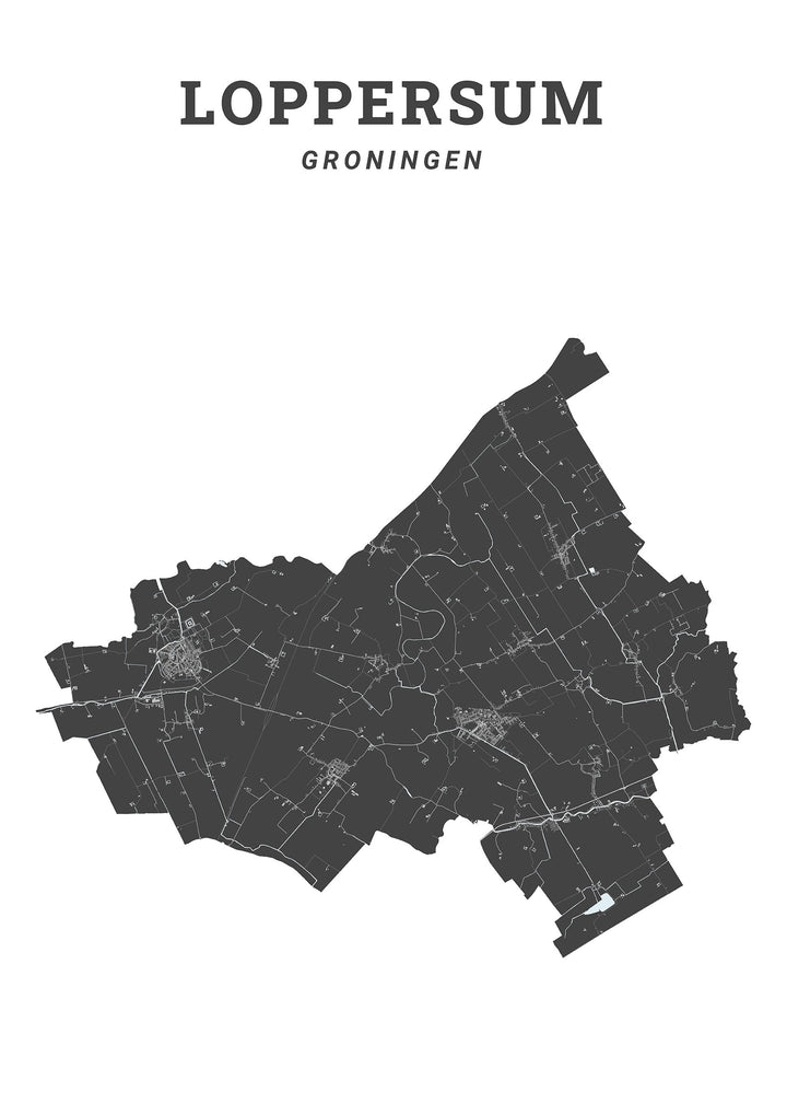 Kaart van de gemeente Loppersum op poster, dibond, acrylglas en meer