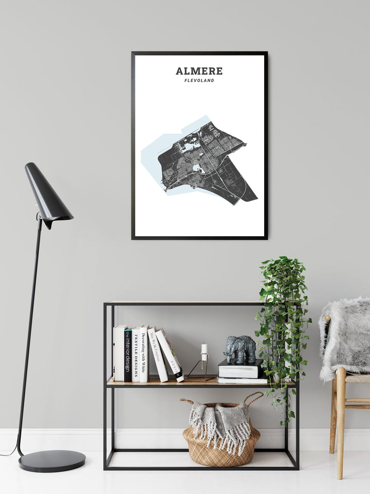 Kaart van de gemeente Almere op poster, dibond, acrylglas en meer
