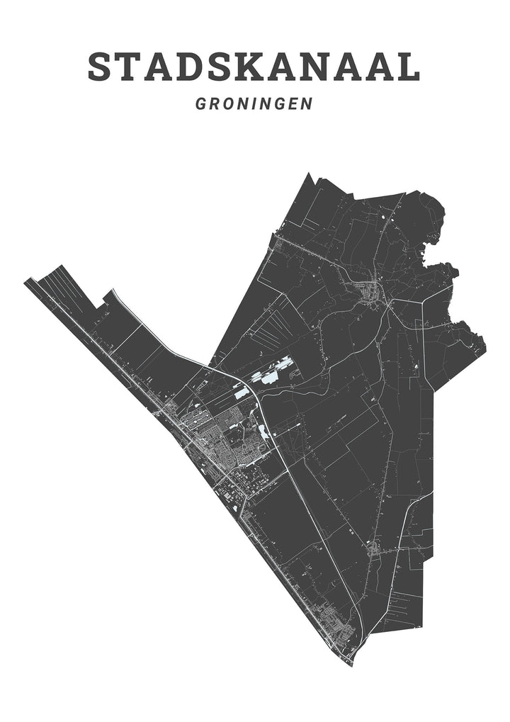 Kaart van de gemeente Stadskanaal op poster, dibond, acrylglas en meer