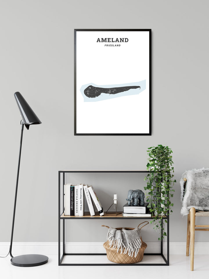 Kaart van de gemeente Ameland op poster, dibond, acrylglas en meer