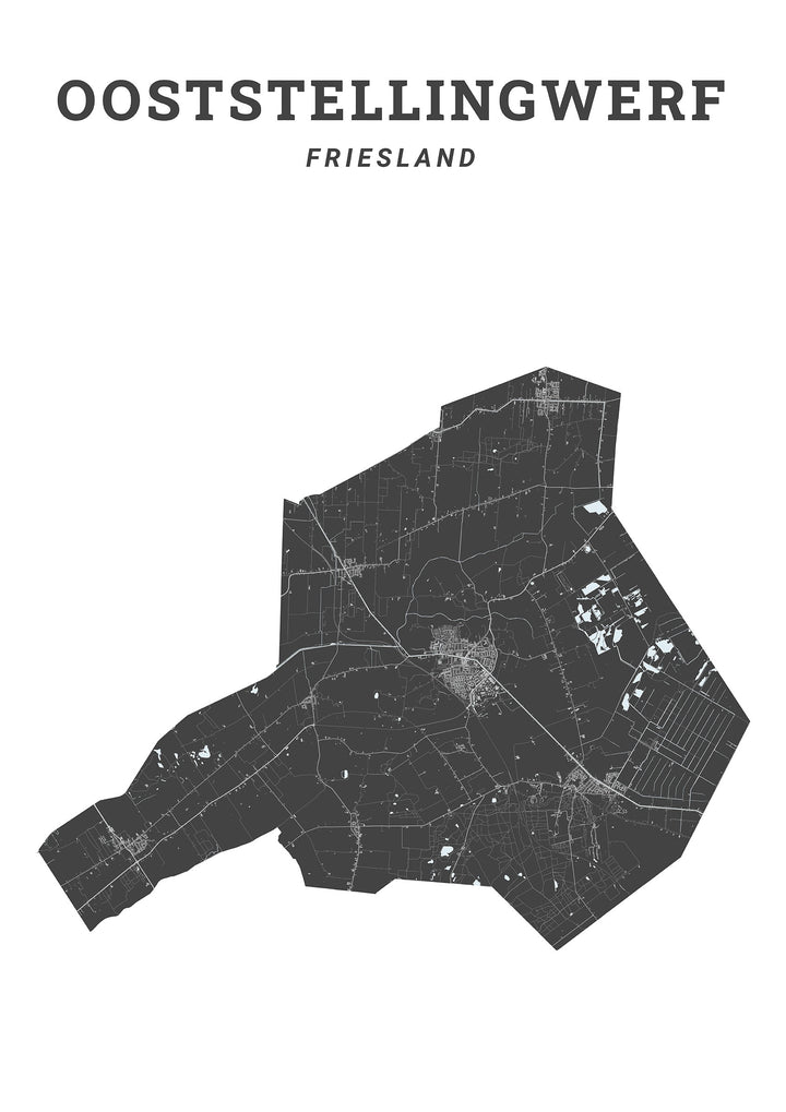 Kaart van de gemeente Ooststellingwerf op poster, dibond, acrylglas en meer