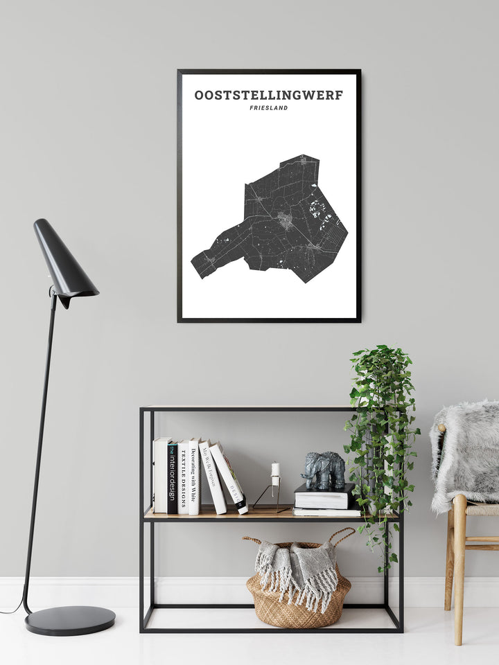 Kaart van de gemeente Ooststellingwerf op poster, dibond, acrylglas en meer