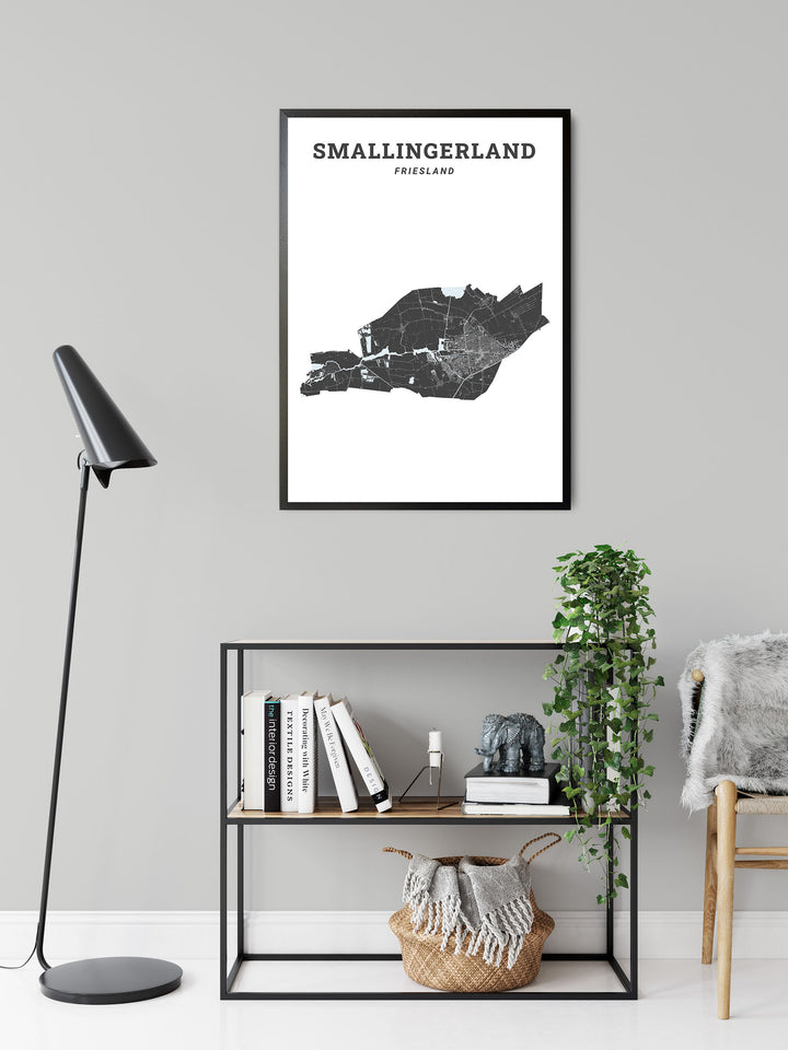 Kaart van de gemeente Smallingerland op poster, dibond, acrylglas en meer