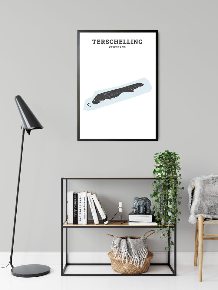 Kaart van de gemeente Terschelling op poster, dibond, acrylglas en meer