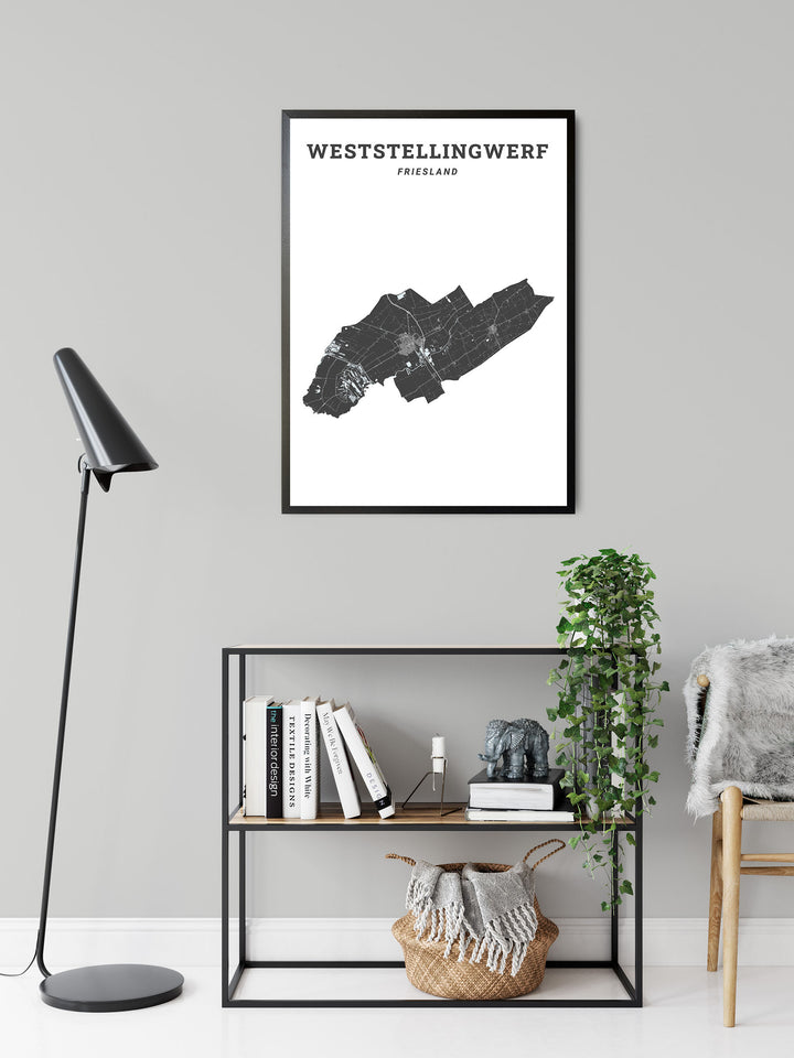 Kaart van de gemeente Weststellingwerf op poster, dibond, acrylglas en meer