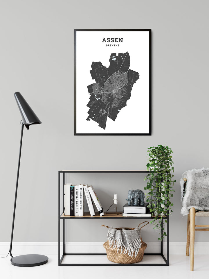 Kaart van de gemeente Assen op poster, dibond, acrylglas en meer