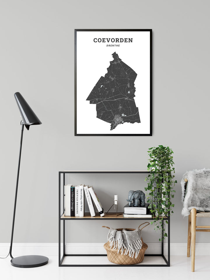 Kaart van de gemeente Coevorden op poster, dibond, acrylglas en meer