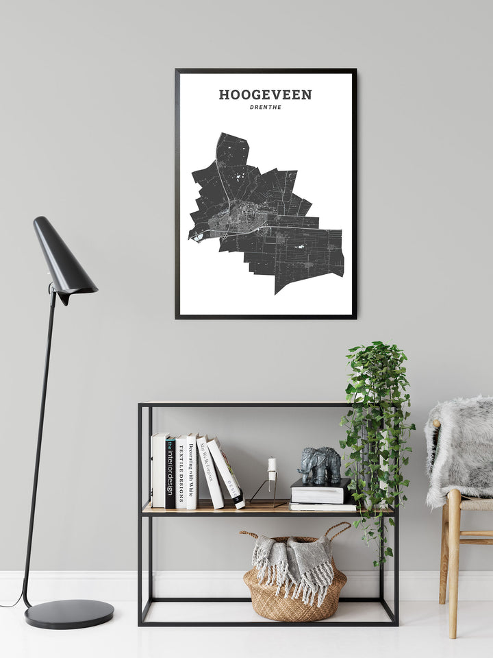 Kaart van de gemeente Hoogeveen op poster, dibond, acrylglas en meer