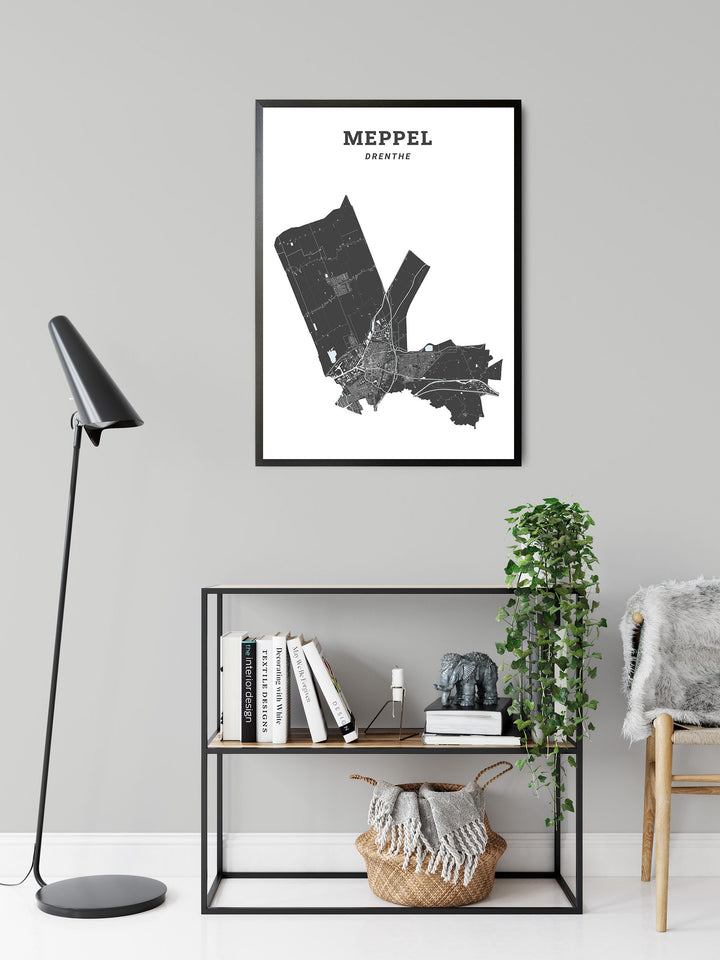 Kaart van de gemeente Meppel op poster, dibond, acrylglas en meer