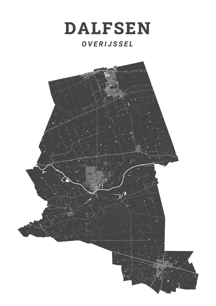 Kaart van de gemeente Dalfsen op poster, dibond, acrylglas en meer