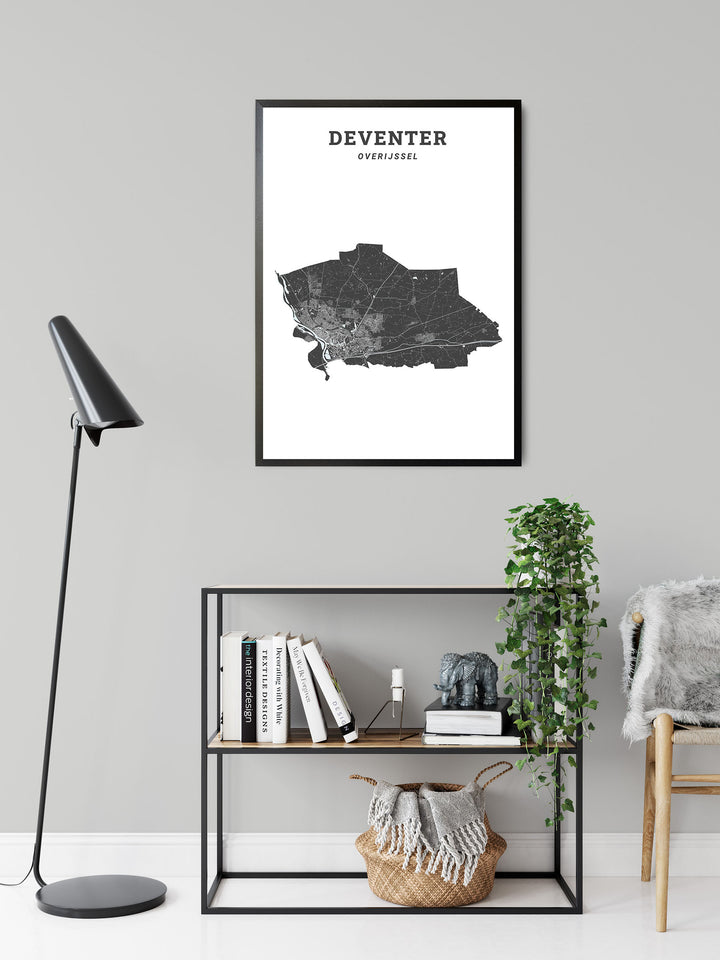 Kaart van de gemeente Deventer op poster, dibond, acrylglas en meer