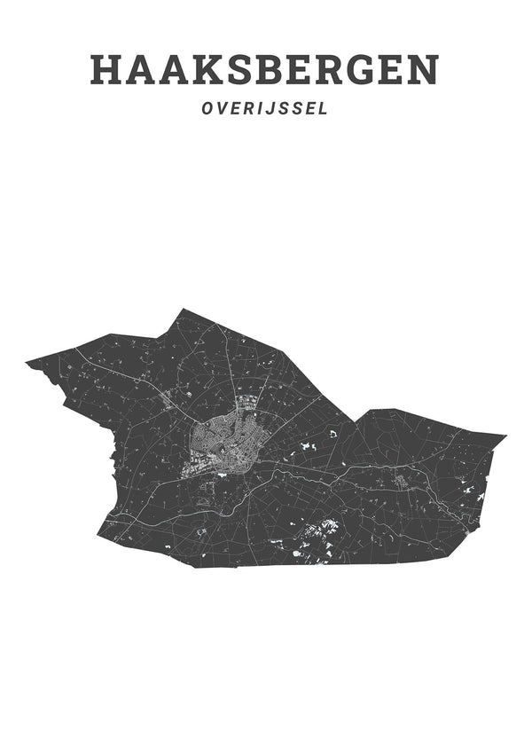 Kaart van de gemeente Haaksbergen op poster, dibond, acrylglas en meer