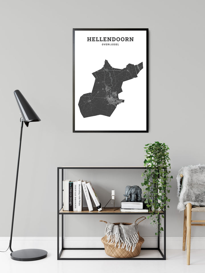 Kaart van de gemeente Hellendoorn op poster, dibond, acrylglas en meer