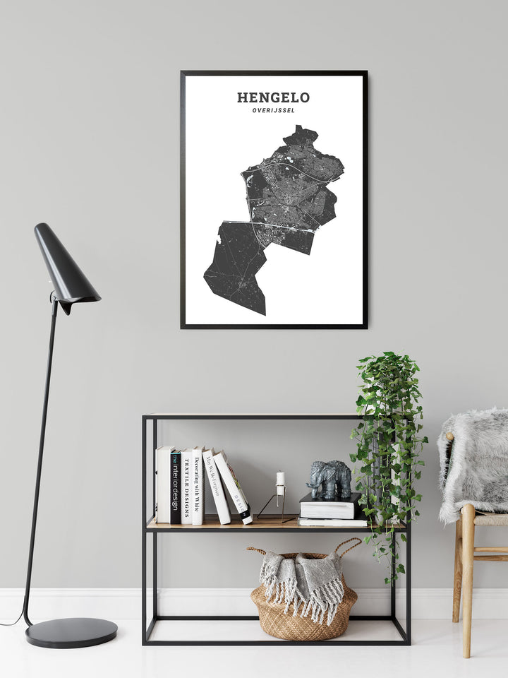 Kaart van de gemeente Hengelo op poster, dibond, acrylglas en meer