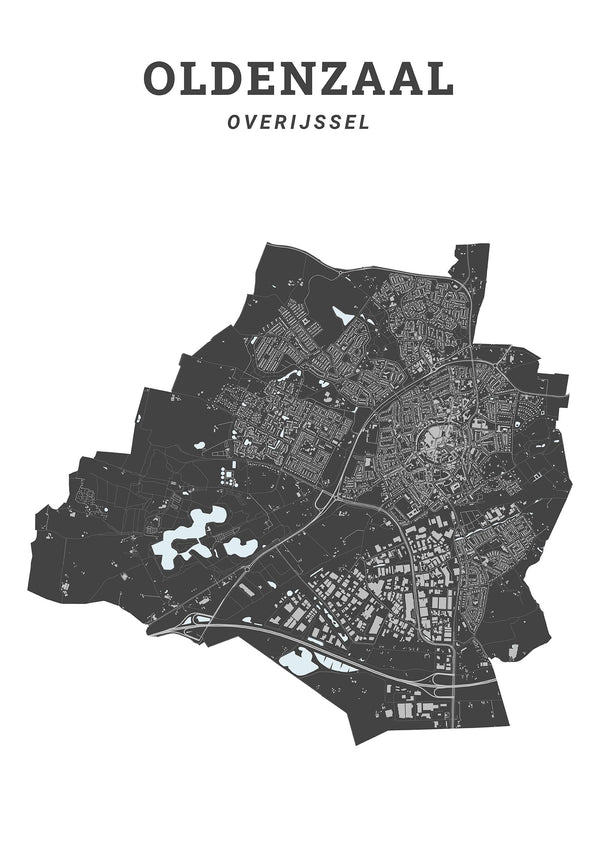 Kaart van de gemeente Oldenzaal op poster, dibond, acrylglas en meer