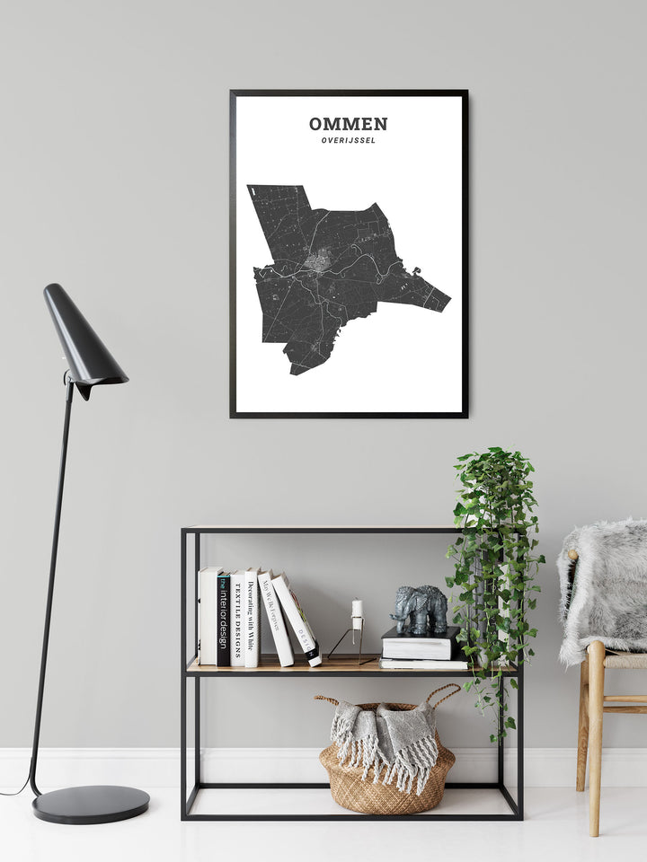 Kaart van de gemeente Ommen op poster, dibond, acrylglas en meer