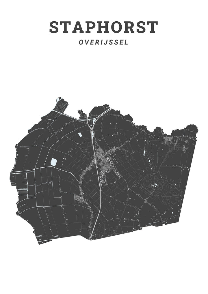 Kaart van de gemeente Staphorst op poster, dibond, acrylglas en meer