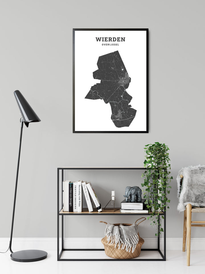 Kaart van de gemeente Wierden op poster, dibond, acrylglas en meer