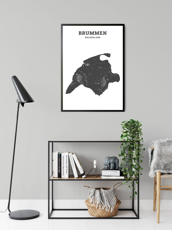 Kaart van de gemeente Brummen op poster, dibond, acrylglas en meer