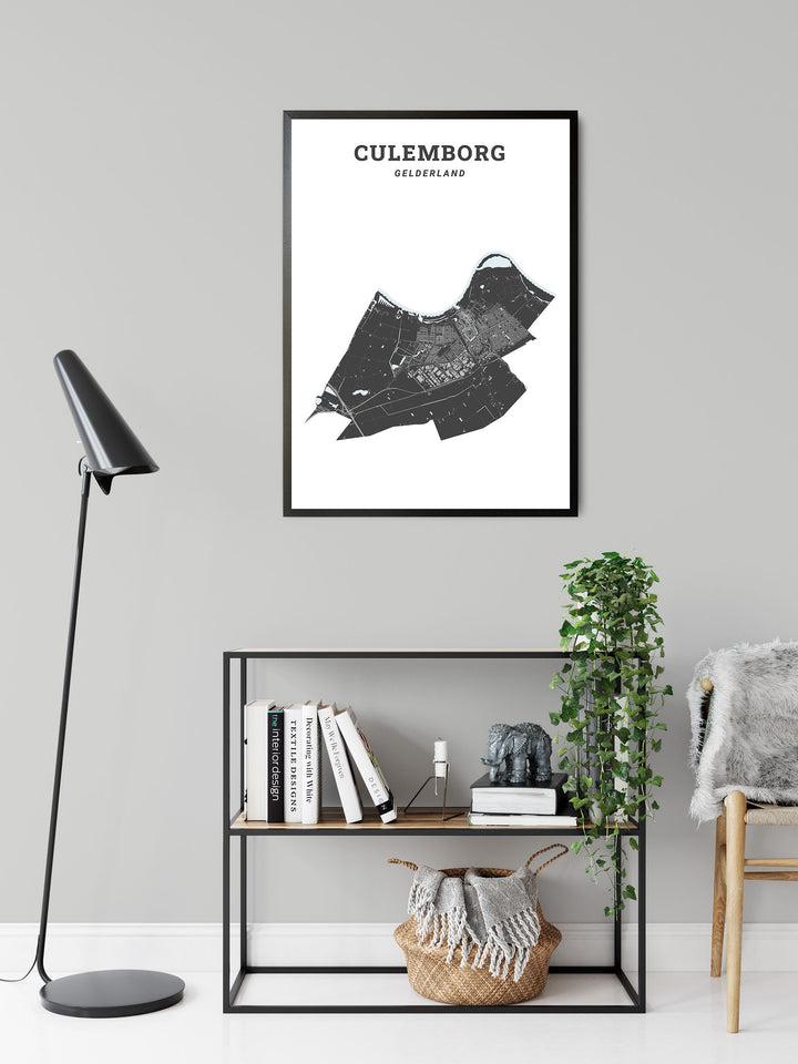 Kaart van de gemeente Culemborg op poster, dibond, acrylglas en meer