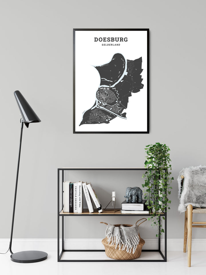 Kaart van de gemeente Doesburg op poster, dibond, acrylglas en meer