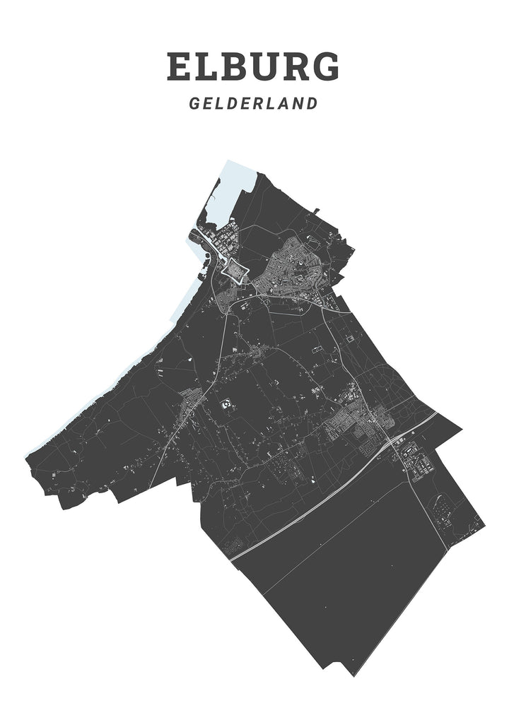 Kaart van de gemeente Elburg op poster, dibond, acrylglas en meer
