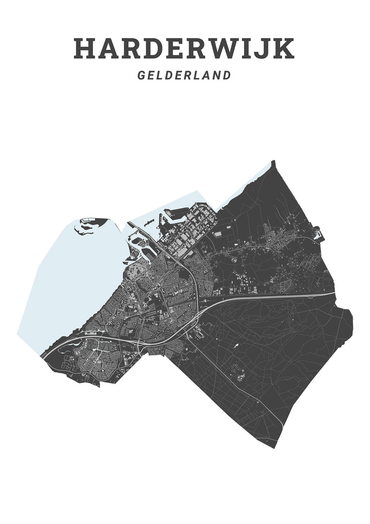 Kaart van de gemeente Harderwijk op poster, dibond, acrylglas en meer