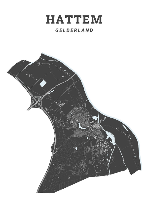 Kaart van de gemeente Hattem op poster, dibond, acrylglas en meer