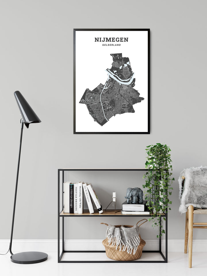 Kaart van de gemeente Nijmegen op poster, dibond, acrylglas en meer