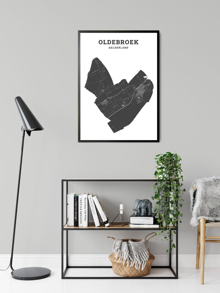 Kaart van de gemeente Oldebroek op poster, dibond, acrylglas en meer