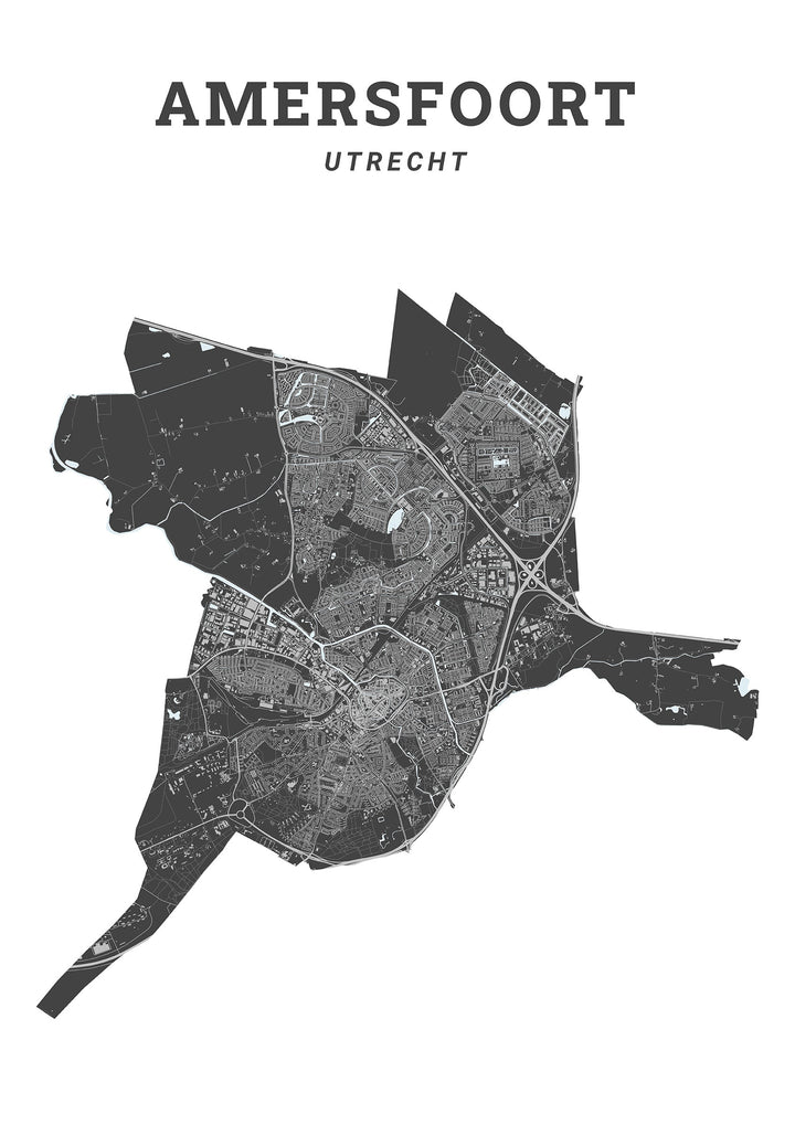 Kaart van de gemeente Amersfoort op poster, dibond, acrylglas en meer