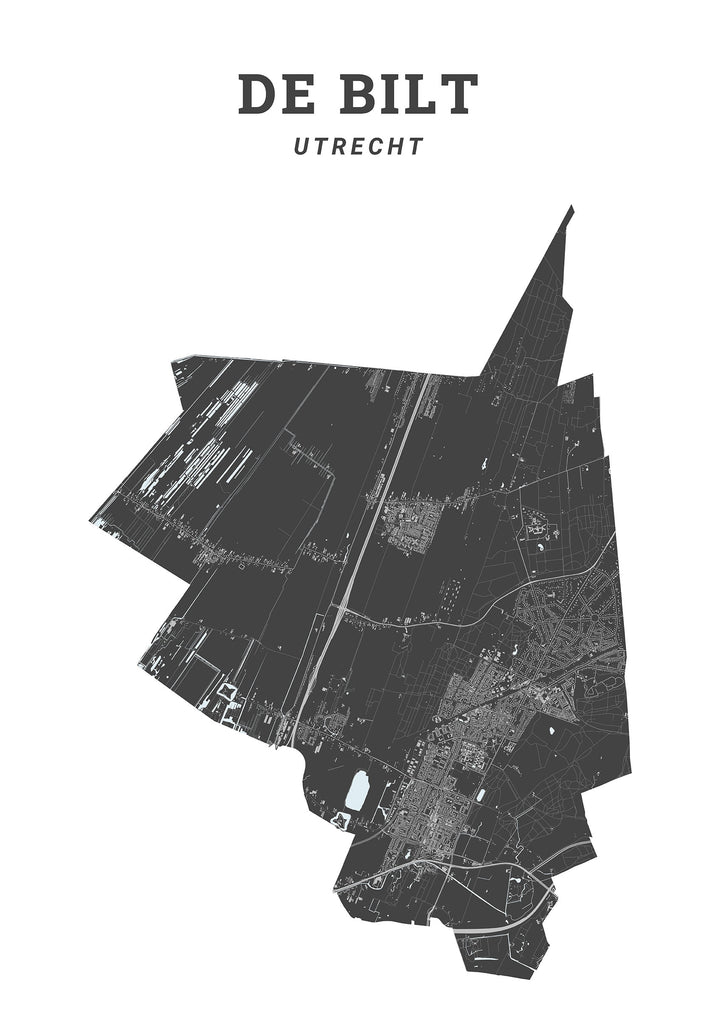 Kaart van de gemeente De Bilt op poster, dibond, acrylglas en meer
