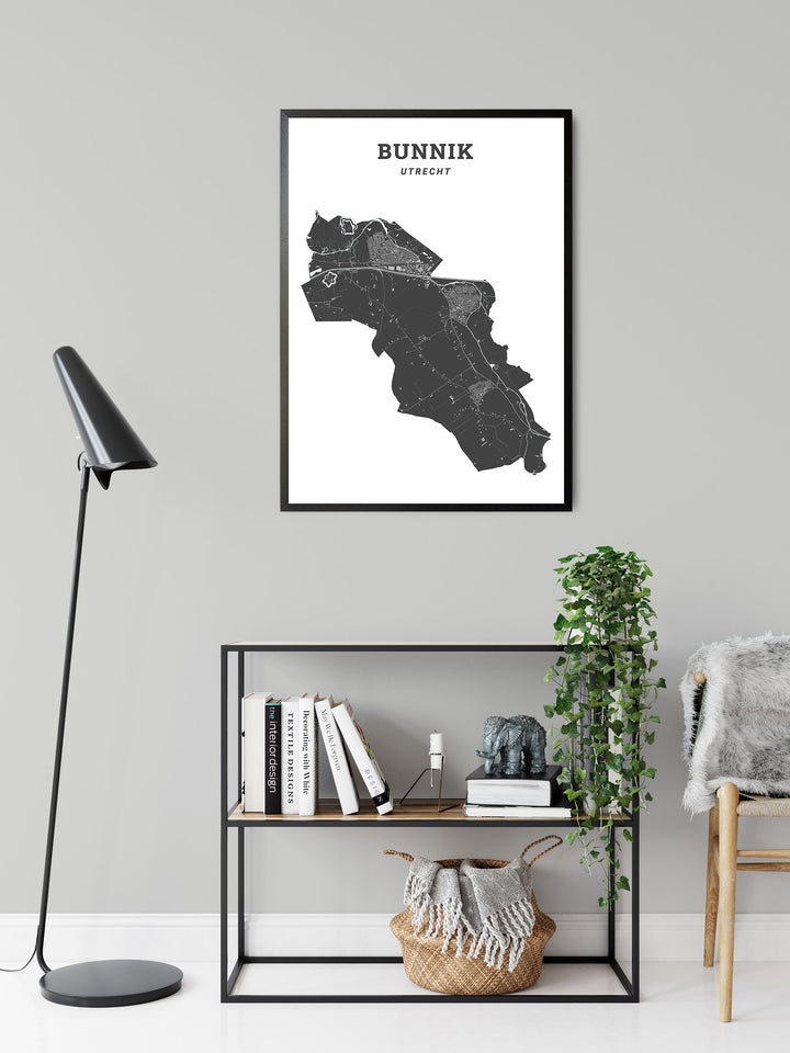 Kaart van de gemeente Bunnik op poster, dibond, acrylglas en meer