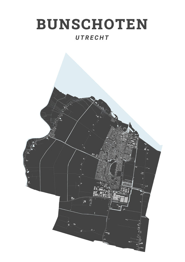 Kaart van de gemeente Bunschoten op poster, dibond, acrylglas en meer