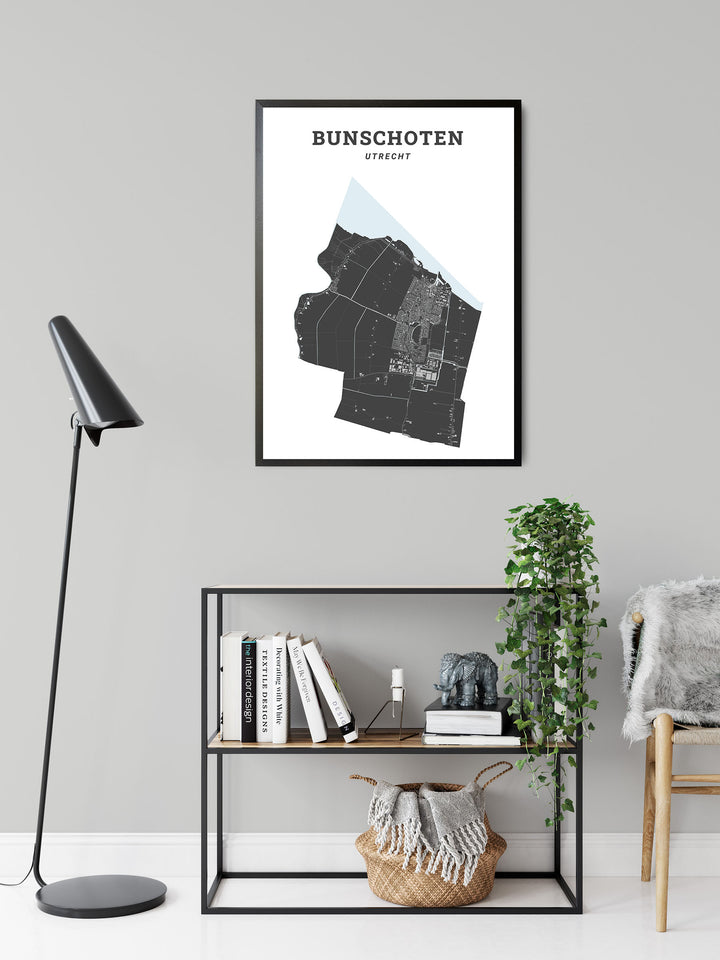 Kaart van de gemeente Bunschoten op poster, dibond, acrylglas en meer