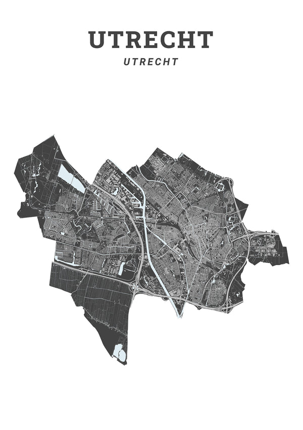 Kaart van de gemeente Utrecht op poster, dibond, acrylglas en meer