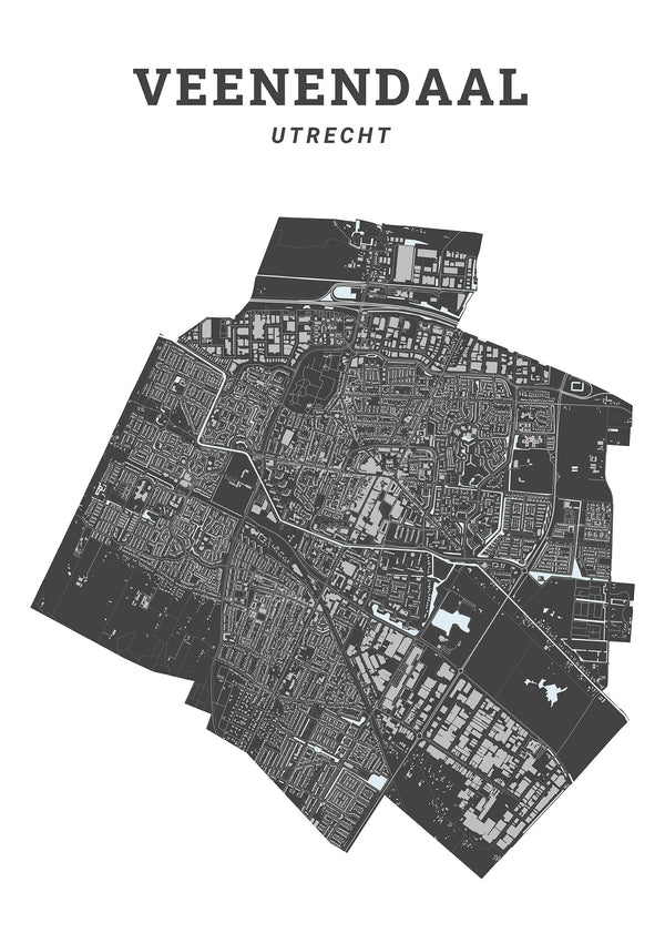 Kaart van de gemeente Veenendaal op poster, dibond, acrylglas en meer