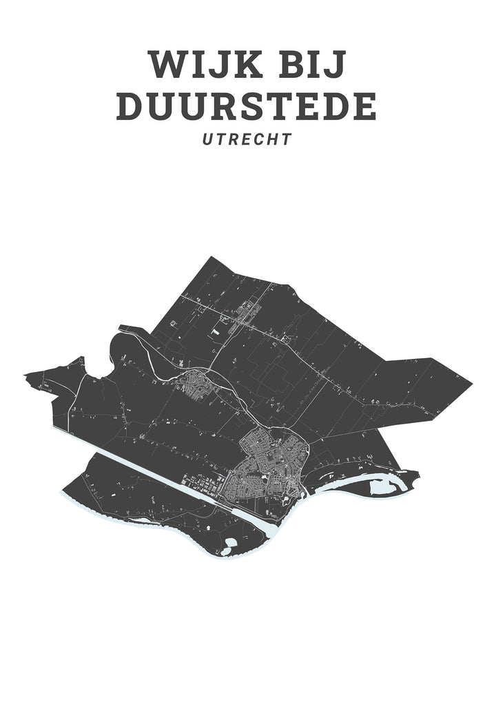 Kaart van de gemeente Wijk bij Duurstede op poster, dibond, acrylglas en meer