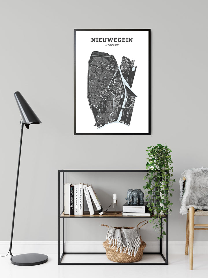 Kaart van de gemeente Nieuwegein op poster, dibond, acrylglas en meer