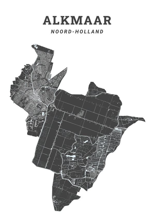 Kaart van de gemeente Alkmaar op poster, dibond, acrylglas en meer