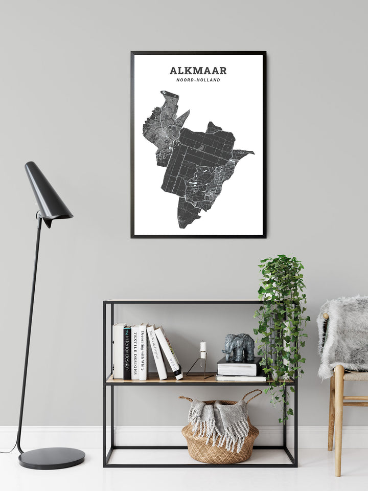 Kaart van de gemeente Alkmaar op poster, dibond, acrylglas en meer