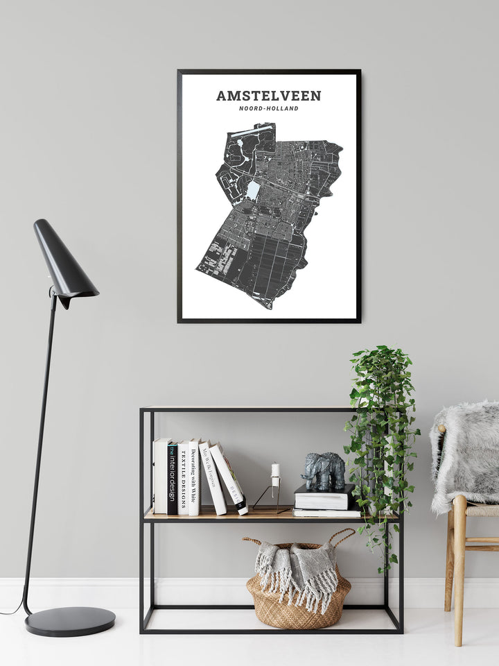 Kaart van de gemeente Amstelveen op poster, dibond, acrylglas en meer