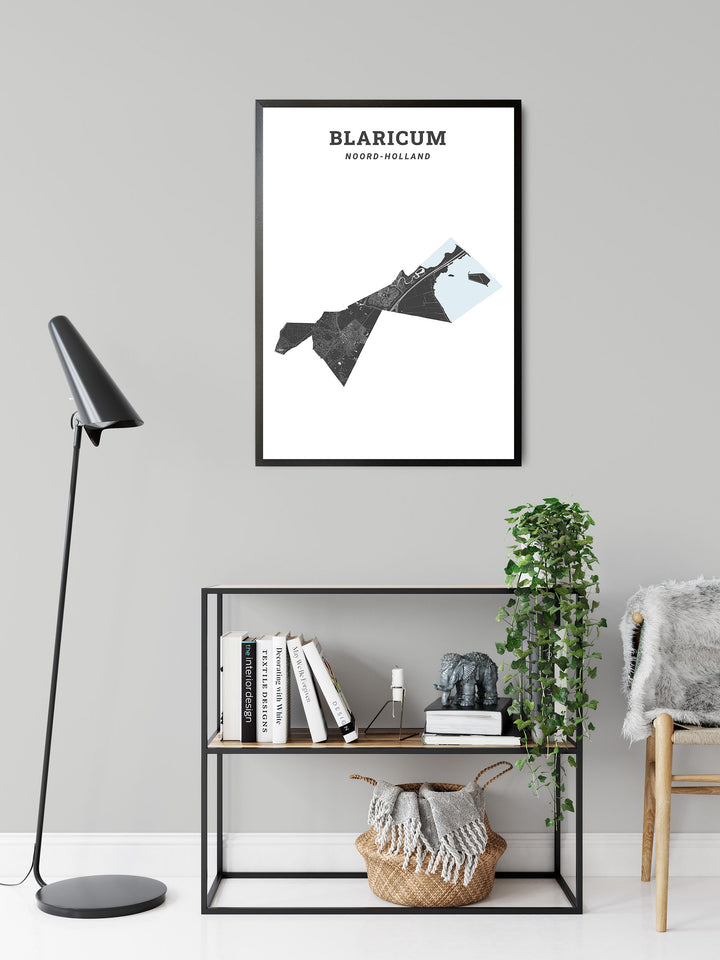 Kaart van de gemeente Blaricum op poster, dibond, acrylglas en meer