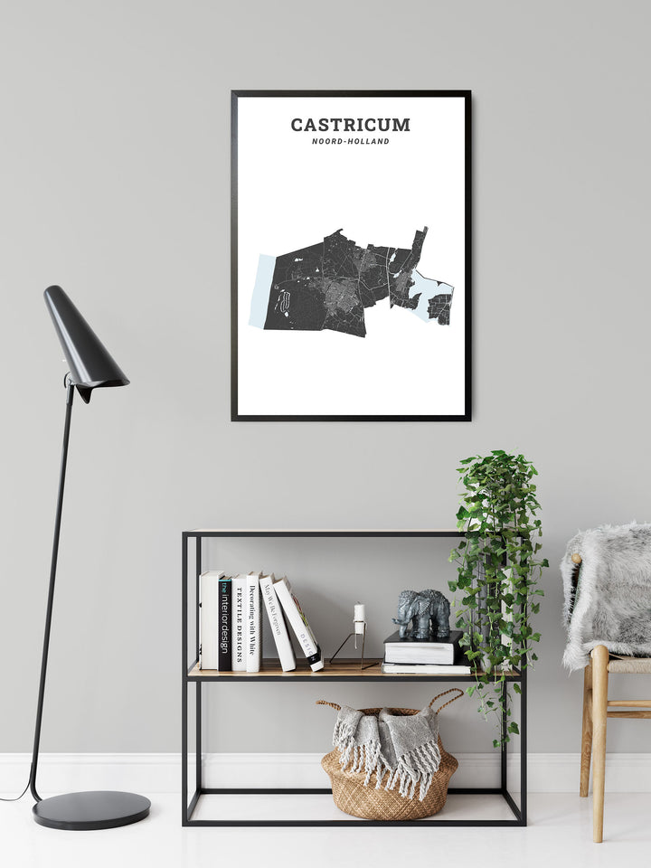 Kaart van de gemeente Castricum op poster, dibond, acrylglas en meer