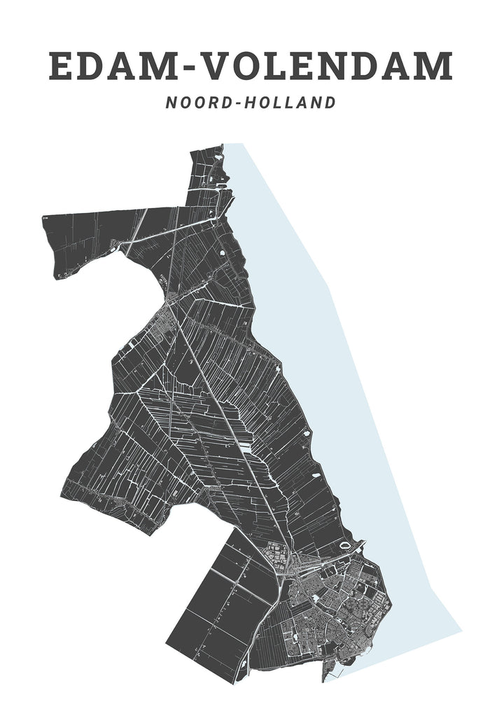 Kaart van de gemeente Edam-Volendam op poster, dibond, acrylglas en meer