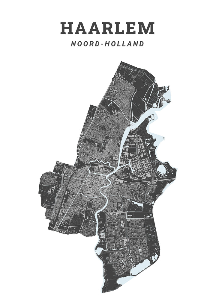 Kaart van de gemeente Haarlem op poster, dibond, acrylglas en meer