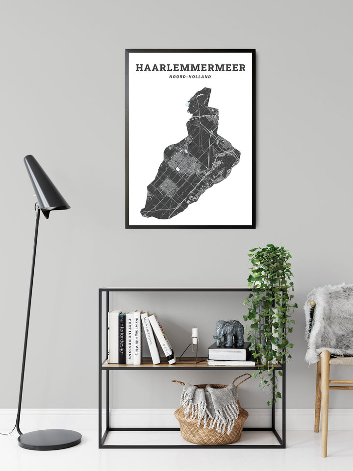 Kaart van de gemeente Haarlemmermeer op poster, dibond, acrylglas en meer