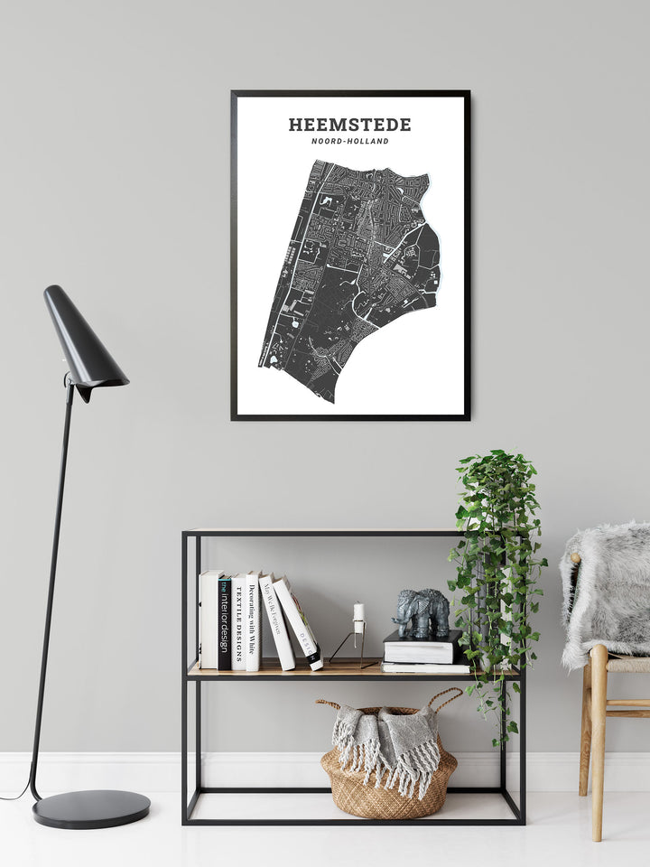 Kaart van de gemeente Heemstede op poster, dibond, acrylglas en meer